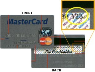 Finding the verification code on your MasterCard.