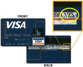 Finding the verification code on your VISA card.